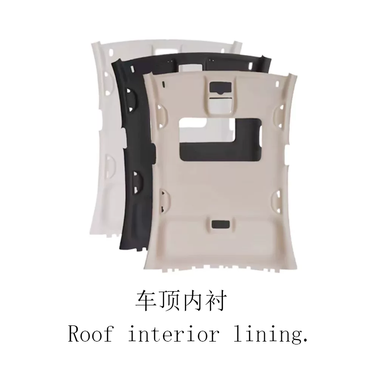 Roof lining, spare tire cover panel, hood lining, underbody protection panel, engine cover soundproofing material.